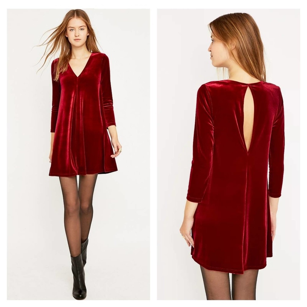 Urban Renewal Vintage Velvet Wine Swing Dress | Large